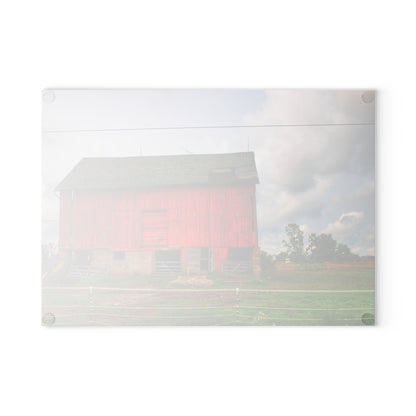 U R There Photography Elba Road Red III Rustic Farmhouse Tempered-Glass Cutting Board