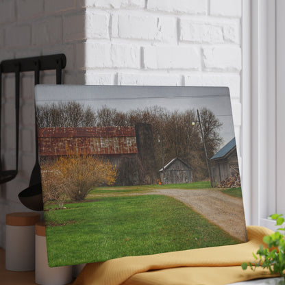 U R There Photography South Summers Road Rusted and Little Grey Rustic Farmhouse Tempered-Glass Cutting Board