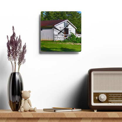 U R There Photography Beyond the Fence on Baldwin Rustic Farmhouse Acrylic Analog Wall Clock