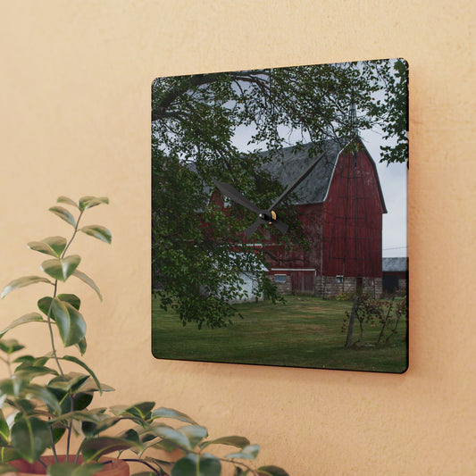 Barn Boutique Rustic Acrylic Analog Wall Clock| Weaver Road Red I