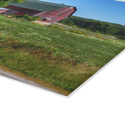 U R There Photography Clark Road Hillside Red II Rustic Farmhouse Tempered-Glass Cutting Board
