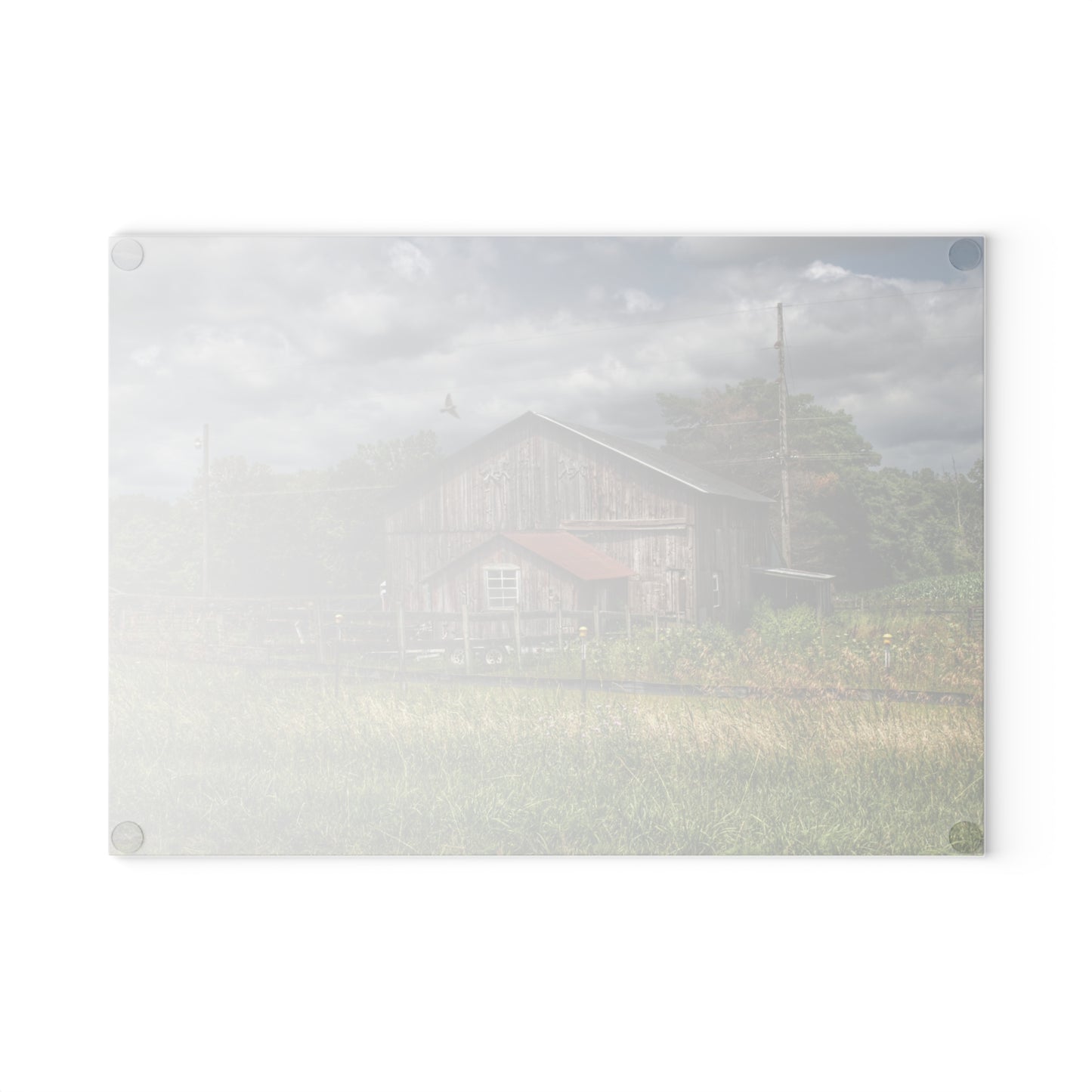 U R There Photography Millington Road Grey Horse Barn Rustic Farmhouse Tempered-Glass Cutting Board