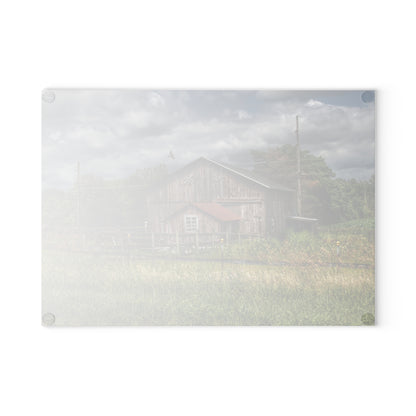 U R There Photography Millington Road Grey Horse Barn Rustic Farmhouse Tempered-Glass Cutting Board