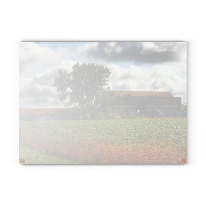 U R There Photography Silverwood Haybarn Rustic Farmhouse Tempered-Glass Cutting Board