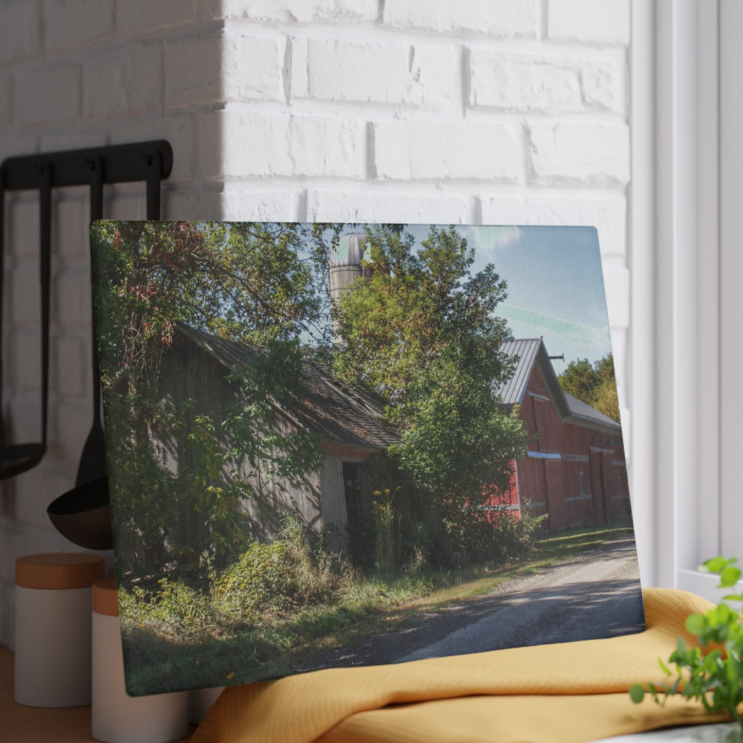 U R There Photography Bordman Roadside Buddies II Rustic Farmhouse Tempered-Glass Cutting Board