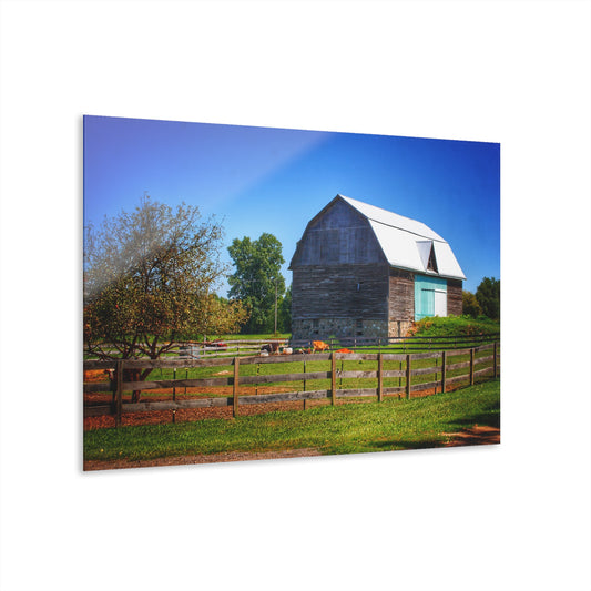 U R There Photography Harris Road Fieldstone Grey Rustic Farmhouse Acrylic Wall Print