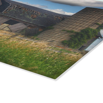 U R There Photography Millington Forgotten Grey Rustic Farmhouse Tempered-Glass Cutting Board