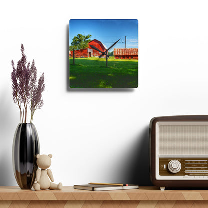 U R There Photography Frances Road Reds II Rustic Farmhouse Acrylic Analog Wall Clock