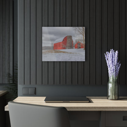 U R There Photography Catlin Reds in Winter II Rustic Farmhouse Acrylic Wall Print