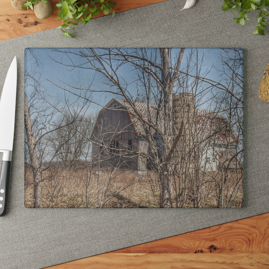 U R There Photography Hill Road Hidden Grey I Rustic Farmhouse Tempered-Glass Cutting Board