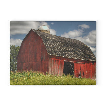 U R There Photography Hollenbeck Road Red I Rustic Farmhouse Tempered-Glass Cutting Board