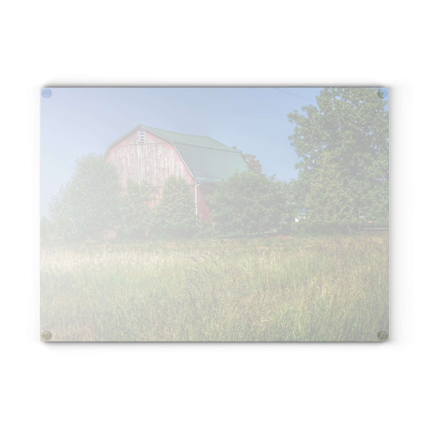 U R There Photography Elmwood Road Red IV Rustic Farmhouse Tempered-Glass Cutting Board