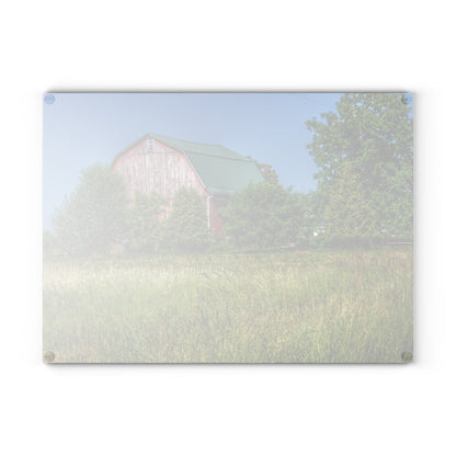 U R There Photography Elmwood Road Red IV Rustic Farmhouse Tempered-Glass Cutting Board