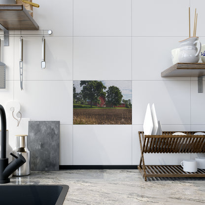 U R There Photography Catlin Road Red II Rustic Farmhouse Decorative Ceramic Tile