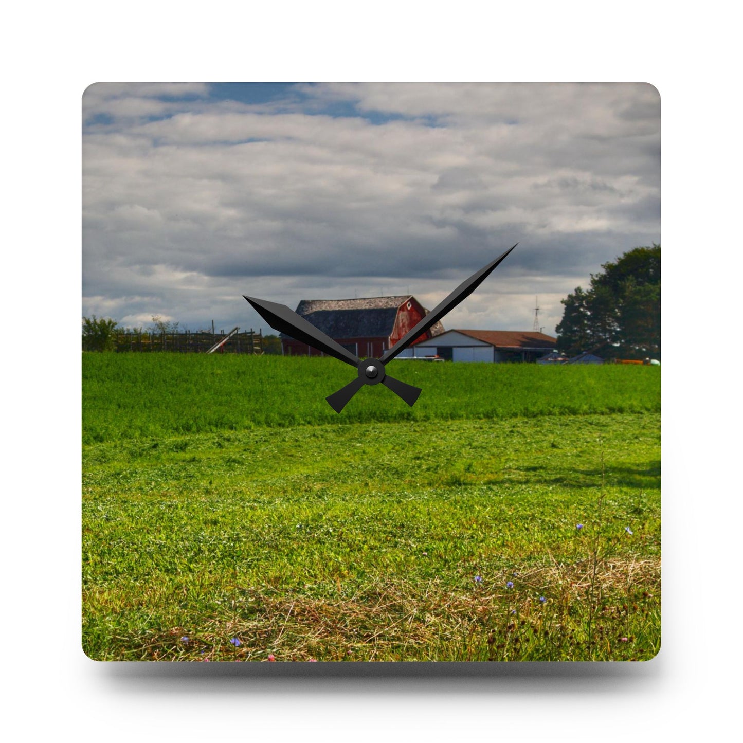 Rustic Farmhouse Wall Clock featuring Across the Field in Kingston