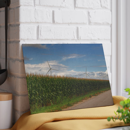 U R There Photography Gilford Road Corn Row I Rustic Farmhouse Tempered-Glass Cutting Board