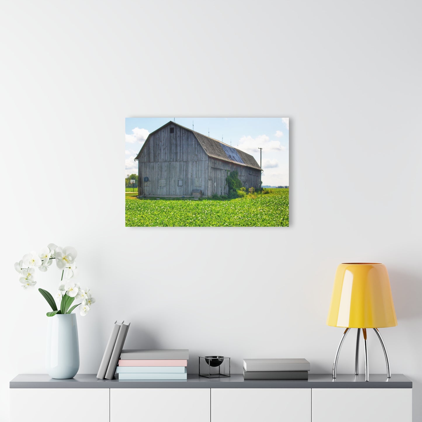 U R There Photography Morning Roadside Grey Rustic Farmhouse Acrylic Wall Print