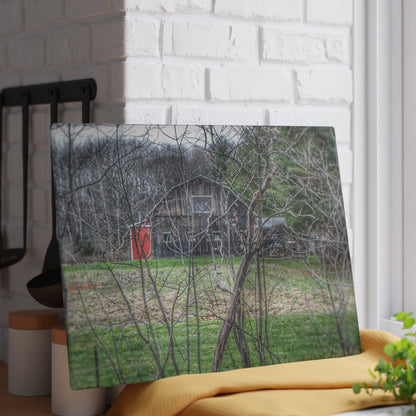 U R There Photography Hidden Capac Grey Rustic Farmhouse Tempered-Glass Cutting Board