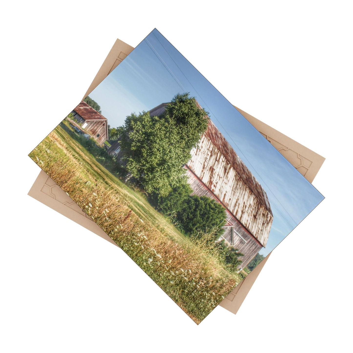 U R There Photography Barkley Road Red in Summer II Rustic Farmhouse Decorative Ceramic Tile