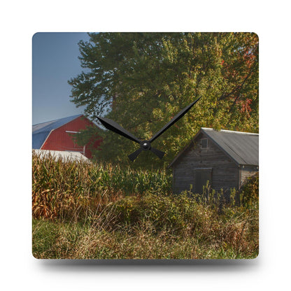 Barn Boutique Rustic Acrylic Analog Wall Clock| Barnes Road Hidden Red