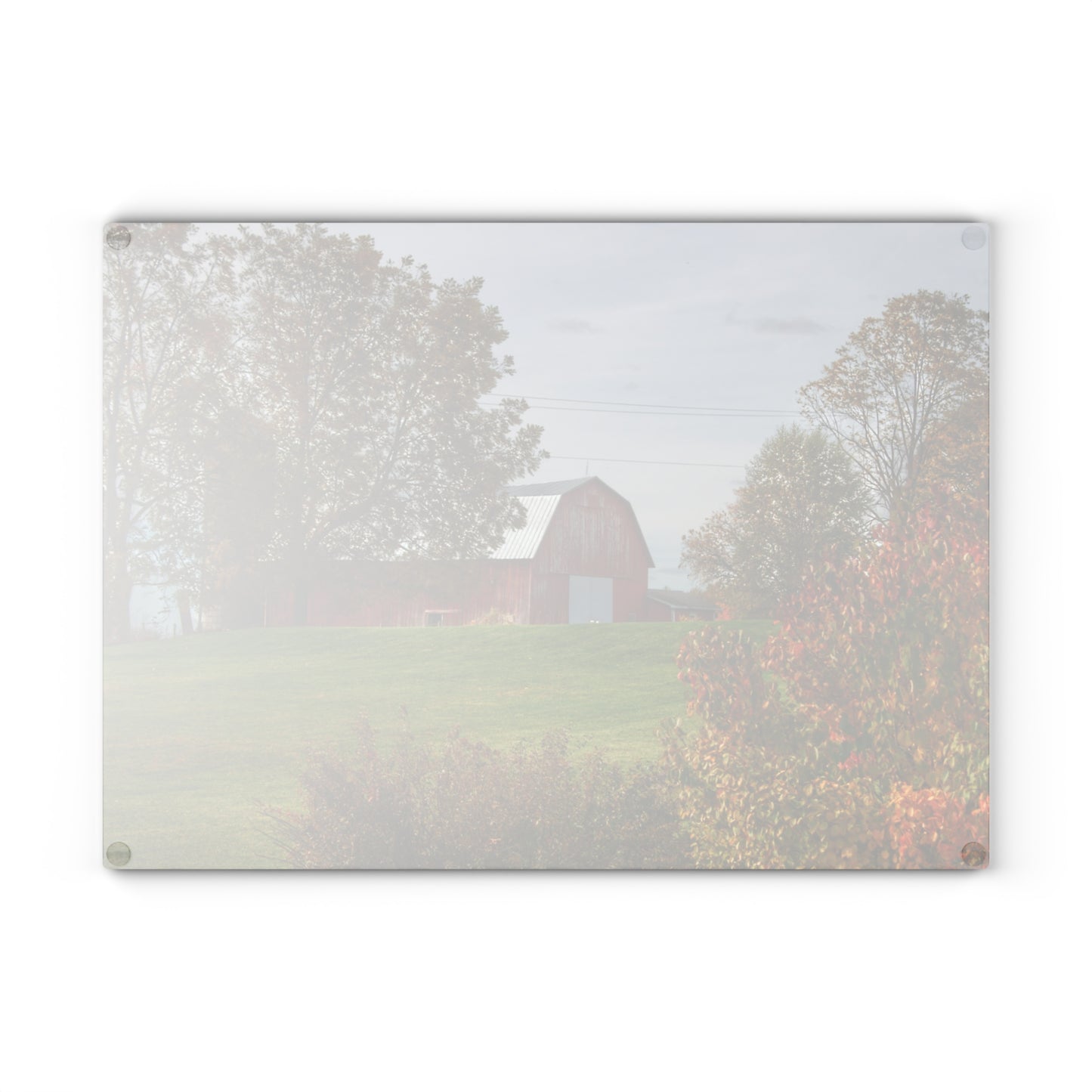 U R There Photography Lyons Road Red Rustic Farmhouse Tempered-Glass Cutting Board