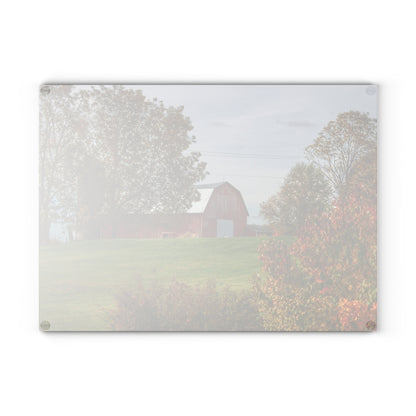 U R There Photography Lyons Road Red Rustic Farmhouse Tempered-Glass Cutting Board