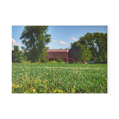 U R There Photography Canada Road Hidden Red Rustic Farmhouse Tempered-Glass Cutting Board