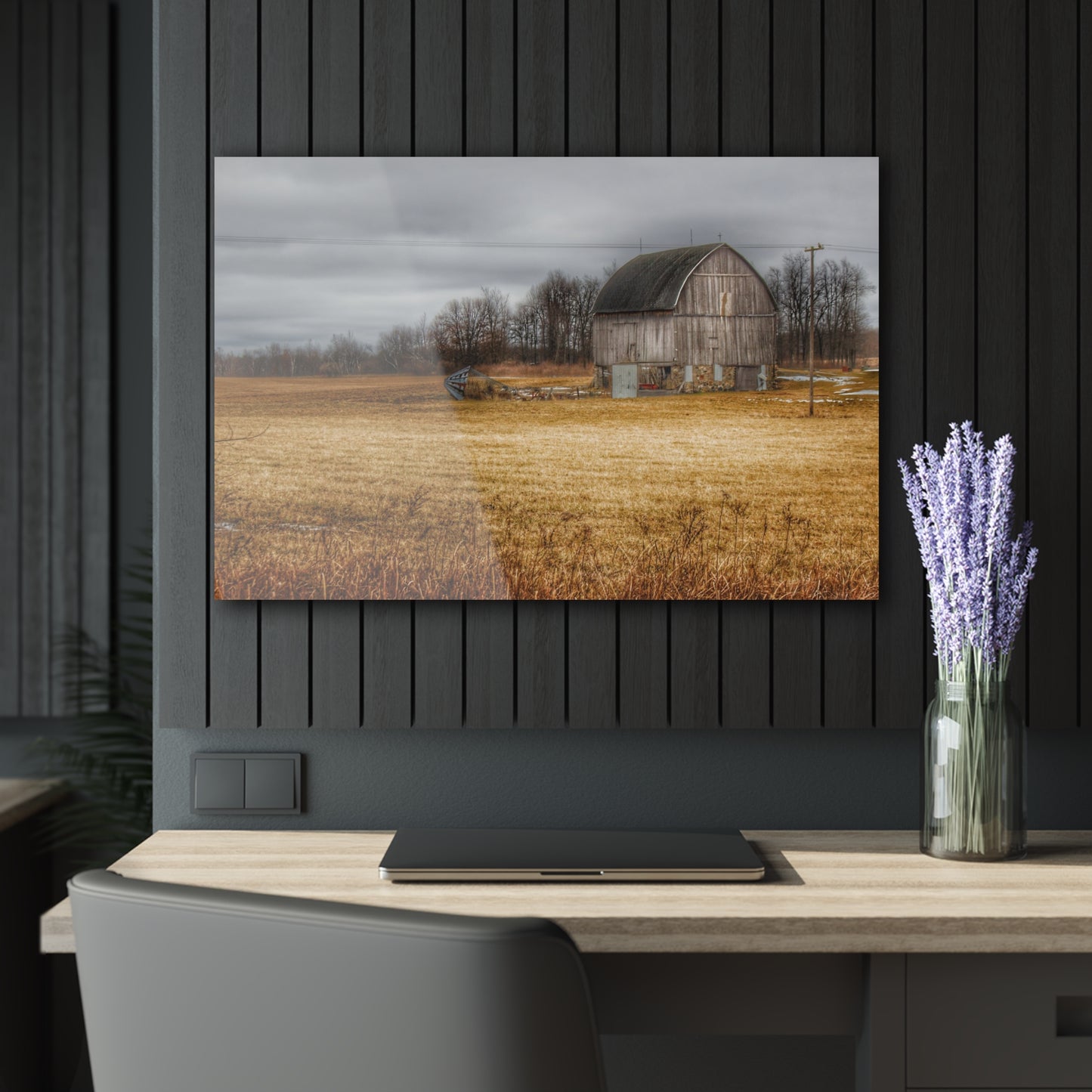 U R There Photography Laur Road Grey Rustic Farmhouse Acrylic Wall Print