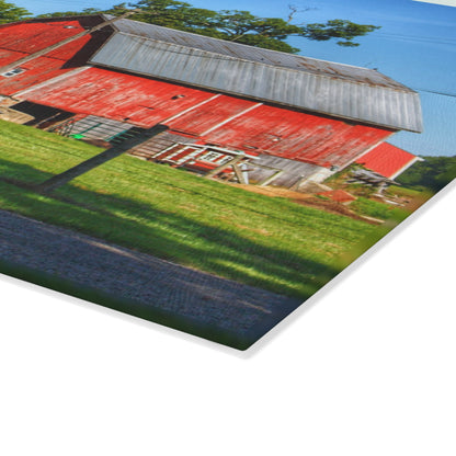 U R There Photography Frances Road Reds I Rustic Farmhouse Tempered-Glass Cutting Board