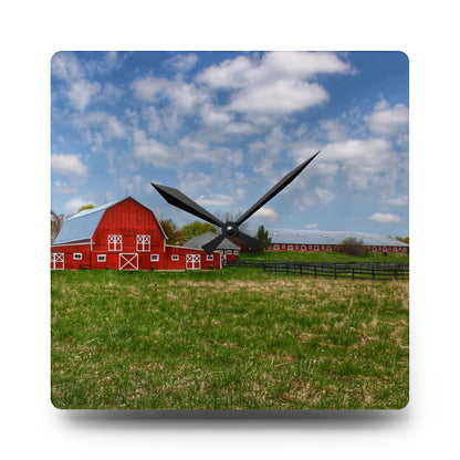 U R There Photography Delano Road Reds II Rustic Farmhouse Acrylic Analog Wall Clock