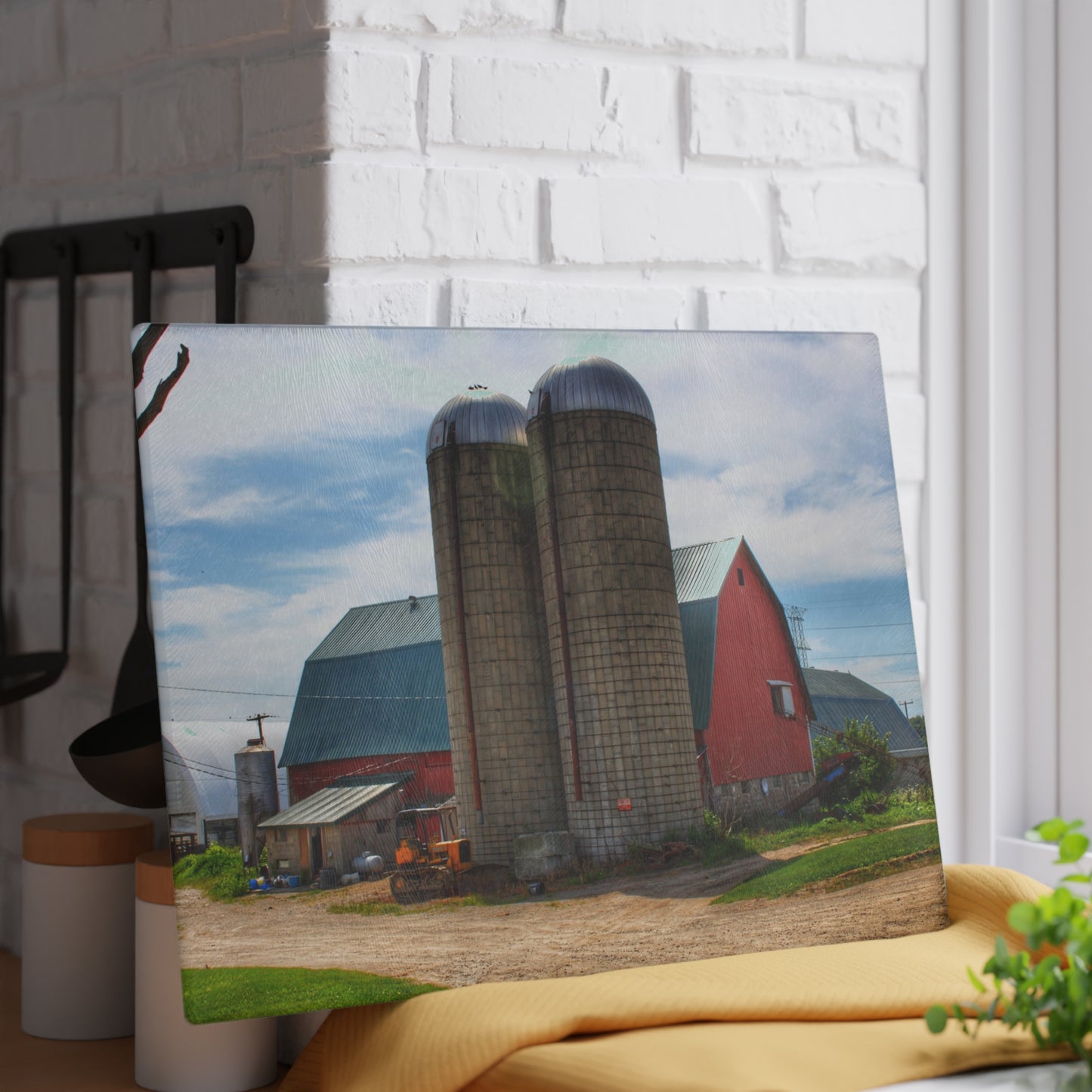 U R There Photography South Washburn Red Rustic Farmhouse Tempered-Glass Cutting Board