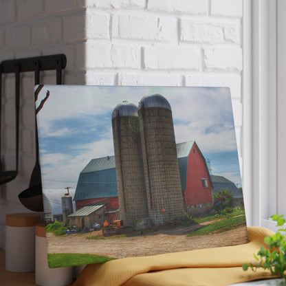 U R There Photography South Washburn Red Rustic Farmhouse Tempered-Glass Cutting Board