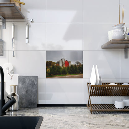 U R There Photography Castle Corner Red II Rustic Farmhouse Decorative Ceramic Tile