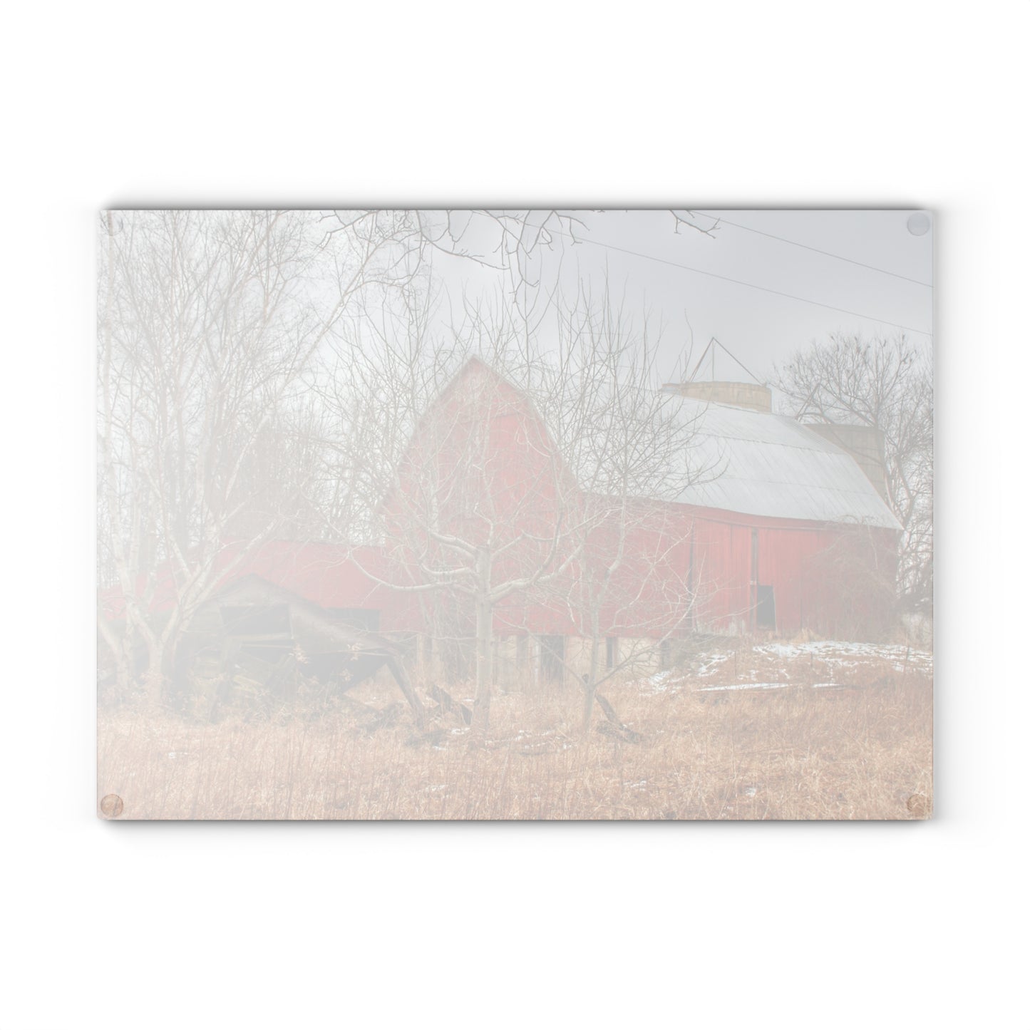 U R There Photography North Five Lakes Road Red Rustic Farmhouse Tempered-Glass Cutting Board 8"x 11"
