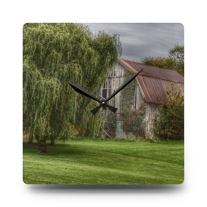 U R There Photography McDowell Road Grey Rustic Farmhouse Acrylic Analog Wall Clock