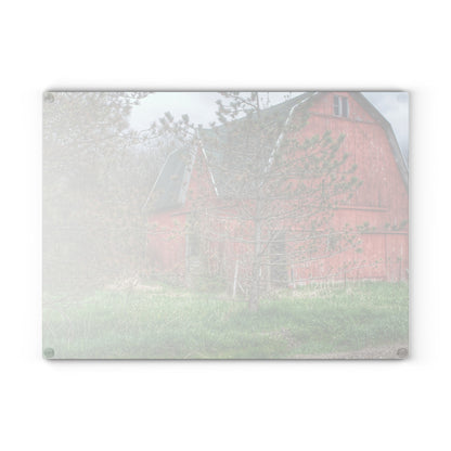 U R There Photography Hickory Ridge Red II Rustic Farmhouse Tempered-Glass Cutting Board