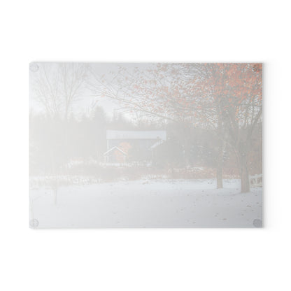 U R There Photography Oregon Road Blue Rustic Farmhouse Tempered-Glass Cutting Board