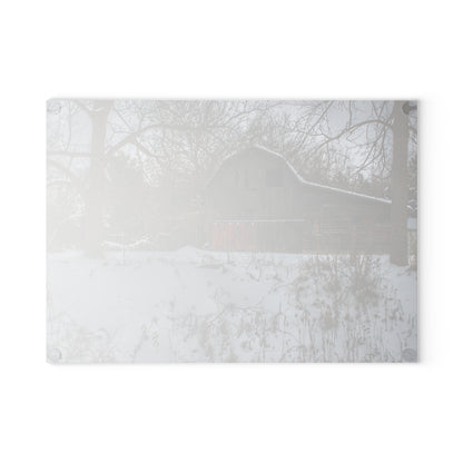 U R There Photography Hayes Road Grey in Winter II Rustic Farmhouse Tempered-Glass Cutting Board
