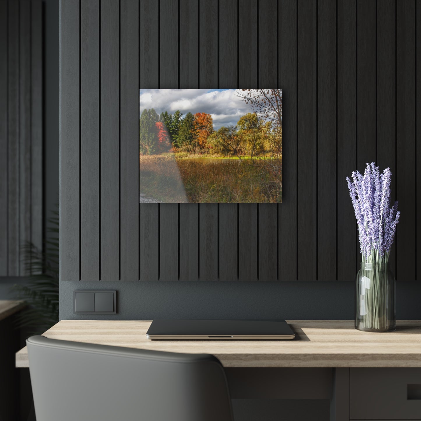 U R There Photography Fall Pond on Sutton Road Rustic Farmhouse Acrylic Wall Print