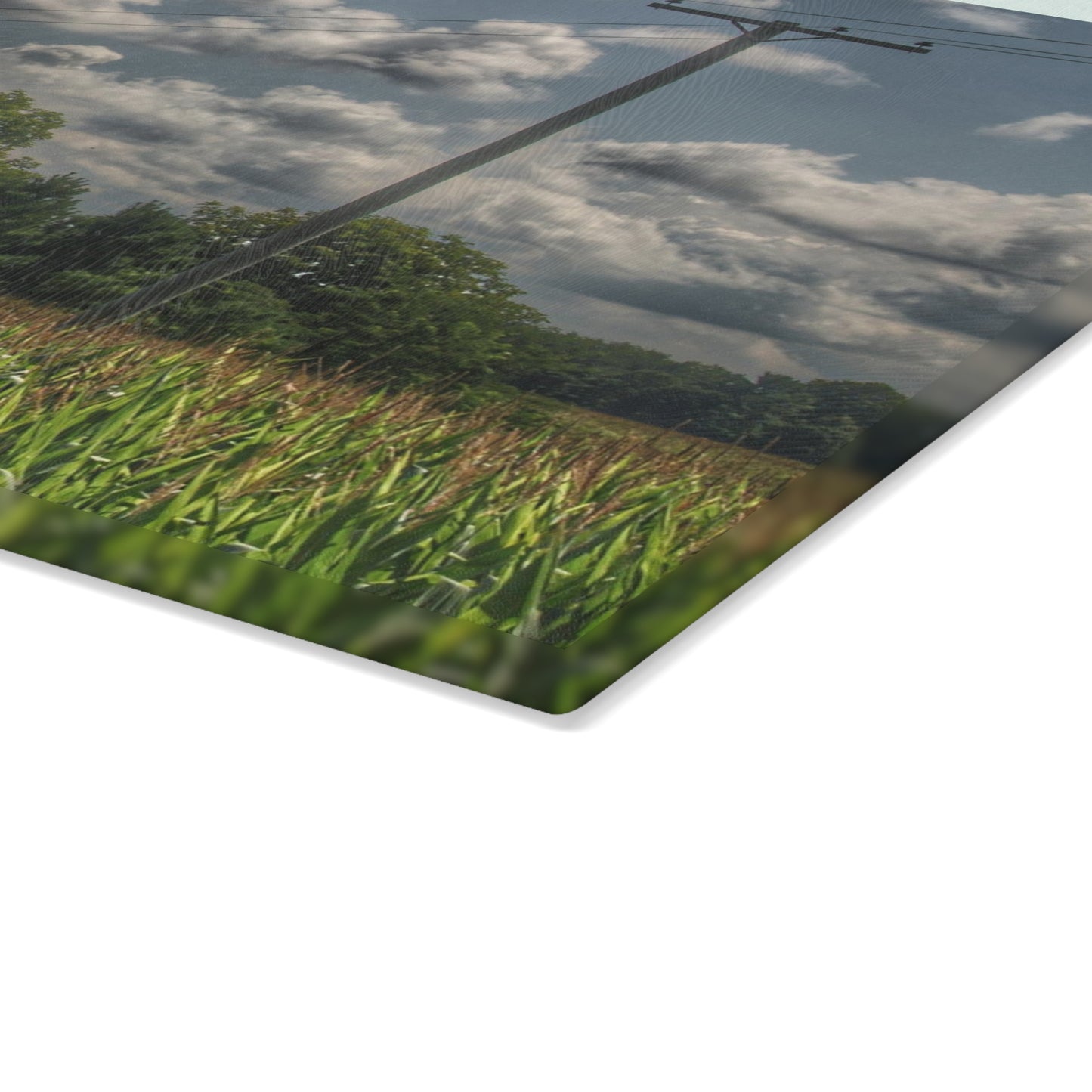 U R There Photography Grey Barn in a Cornfield Rustic Farmhouse Tempered-Glass Cutting Board