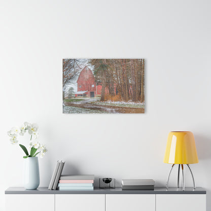 U R There Photography Tubspring Road Hidden Winter Red Rustic Farmhouse Acrylic Wall Print