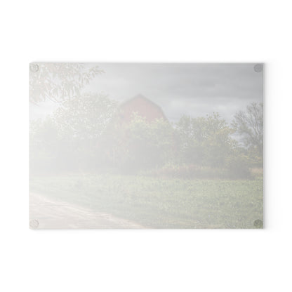 U R There Photography Bristol Road Hidden Red Rustic Farmhouse Tempered-Glass Cutting Board