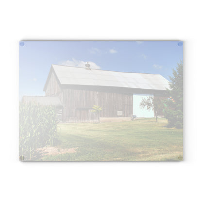 U R There Photography Frog Barn Rustic Farmhouse Tempered-Glass Cutting Board
