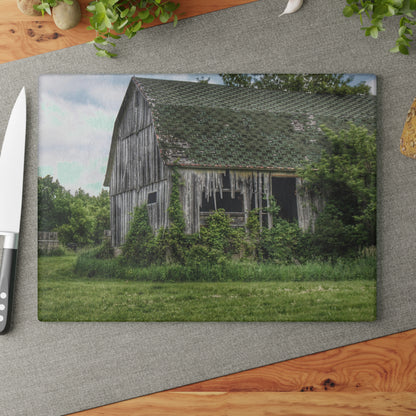 U R There Photography Hunters Creek Forgotten Grey Rustic Farmhouse Tempered-Glass Cutting Board