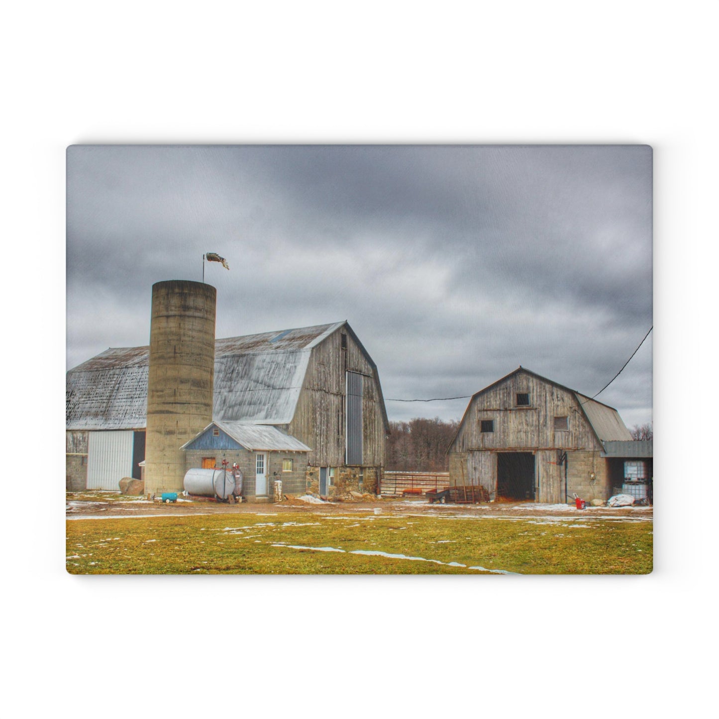 U R There Photography Chapman Road Greys Rustic Farmhouse Tempered-Glass Cutting Board