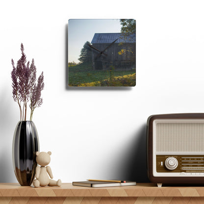 U R There Photography Summers Road Old Grey Rustic Farmhouse Acrylic Analog Wall Clock