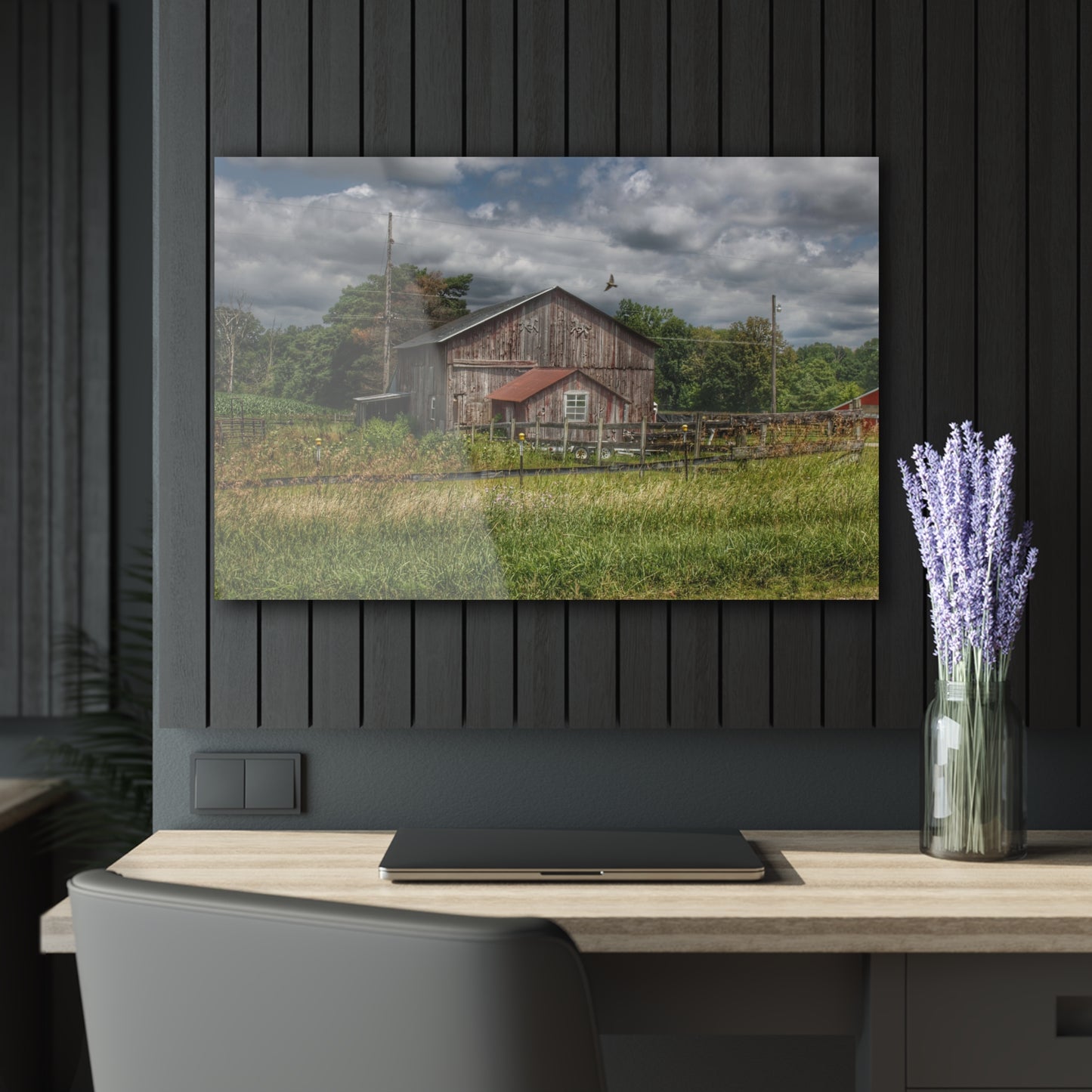 U R There Photography Millington Road Grey Horse Barn Rustic Farmhouse Acrylic Wall Print