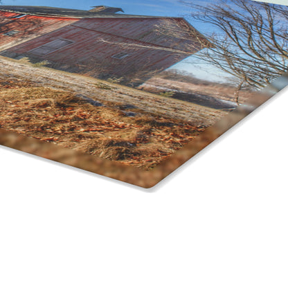 U R There Photography M-24 Barn at the Bend I Rustic Farmhouse Tempered-Glass Cutting Board