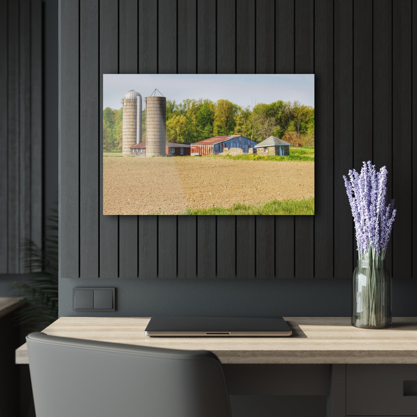 Barn Boutique Modern Farmhouse Acrylic Wall Print| Deckerville Rusted Blue Shack