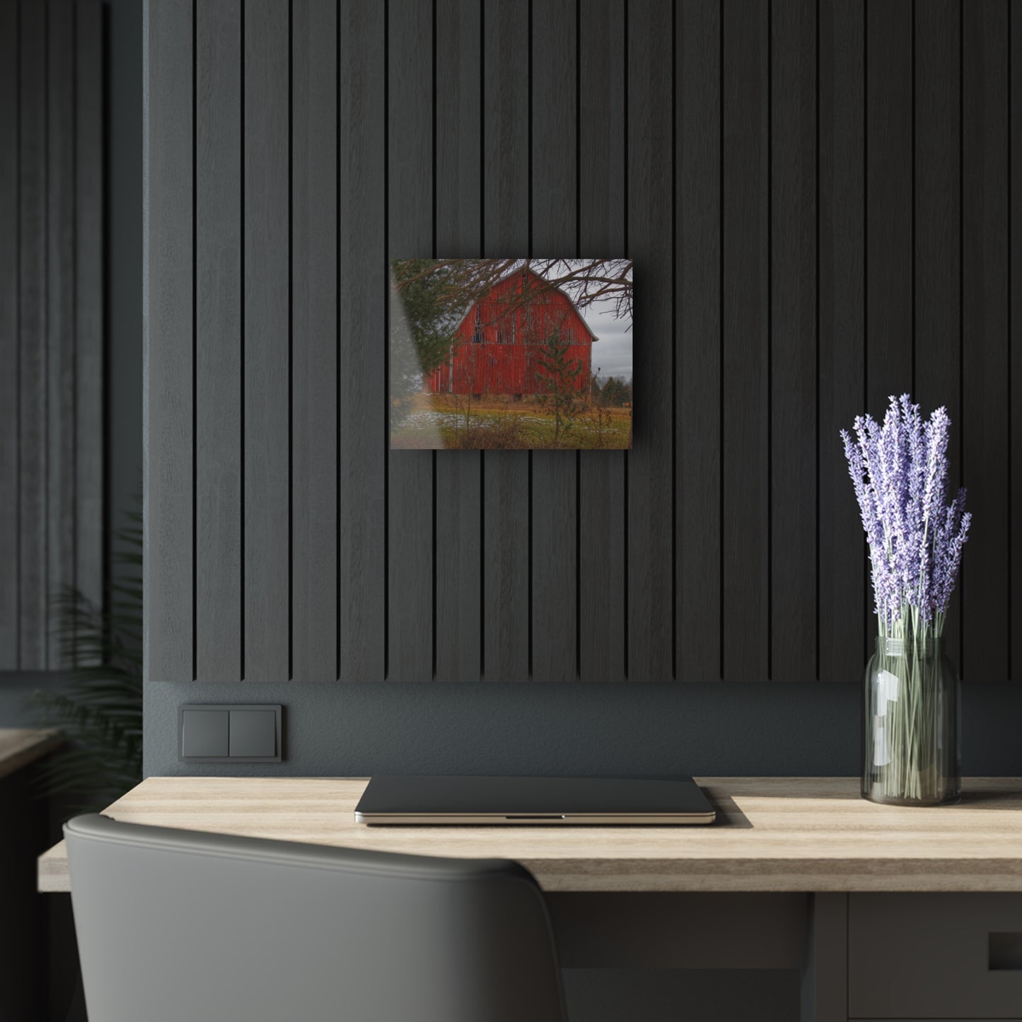 U R There Photography Johnsonmill Road Hidden Red Rustic Farmhouse Acrylic Wall Print